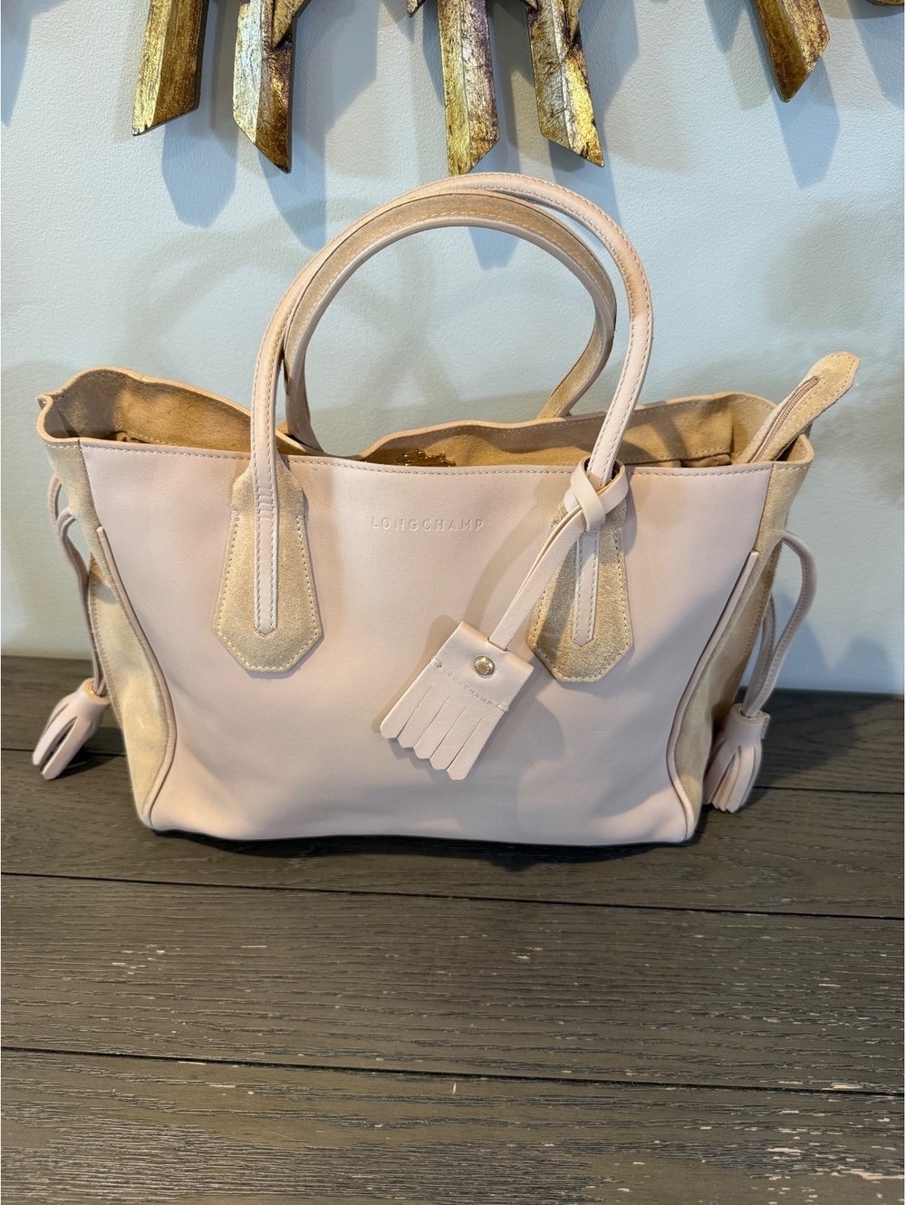 Longchamp Pink Leather Tote Bag